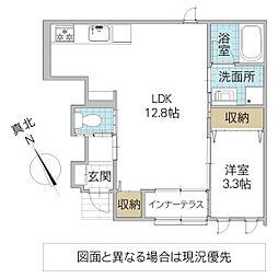 レーガベーネ千波町A棟 1LDKの間取図画像