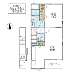 ヴェルーヂヴィラ3 1LDKの間取図画像