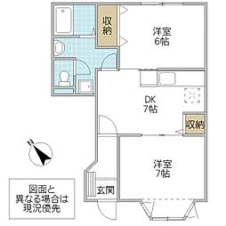 GENERALB棟 2DKの間取図画像