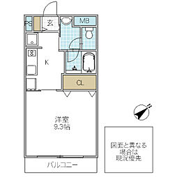 梅香マンション 1Kの間取図画像