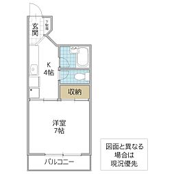 K-1ビル 1Kの間取図画像