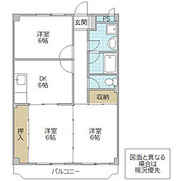 カーム栗原C 3DKの間取図画像