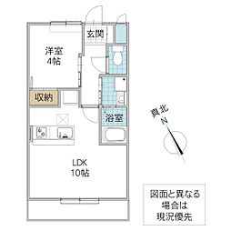 フォレストヴィラ2 1LDKの間取図画像
