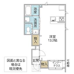 レーガベーネ勝田本町 VI ワンルームの間取図画像