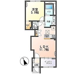 KY トリニティ(KY Trinity) 1LDKの間取図画像