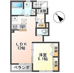 仮)元吉田町新築アパート 1LDKの間取図画像