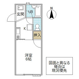 プライム鷹匠 1Kの間取図画像