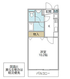 フォーライフヴィラ五軒町 1Kの間取図画像