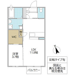 ノアール・エ・ブラン 1LDKの間取図画像