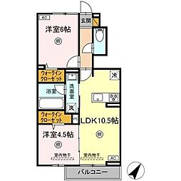 グランツィーモ 2LDKの間取図画像