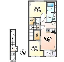 仮)水戸市笠原町新築アパート 2LDKの間取図画像