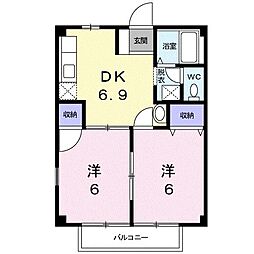 アクティブY 2DKの間取図画像