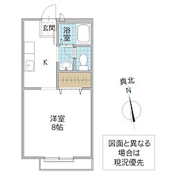 ハイツフローラ 1Kの間取図画像