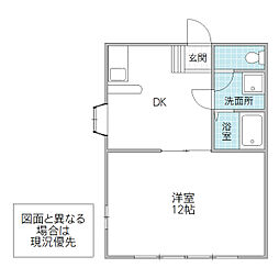 ウイングコムロ壱番館 1DKの間取図画像