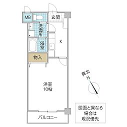 カーサ・エスペランツァ 1Kの間取図画像