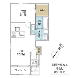レオパレス菜の花 1LDKの間取図画像