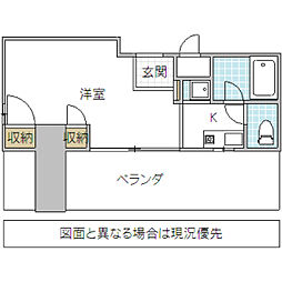 ヴィラ梅香 1Kの間取図画像