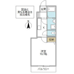 メープルタウンA 1Kの間取図画像