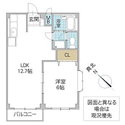WelcomeHome 1LDKの間取図画像