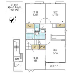 サンフレンズD 3LDKの間取図画像