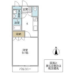 コンフォール舟小屋 1Kの間取図画像