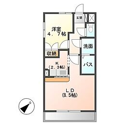 Grande市毛 1LDKの間取図画像