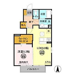 ピアヒルズ桜ヶ丘A 1LDKの間取図画像