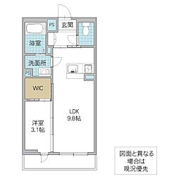 グランフェルス神崎 1LDKの間取図画像