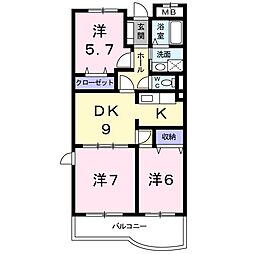リバーシャトー 3DKの間取図画像