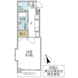 フォーライフヴィラ大工町 1Kの間取図画像