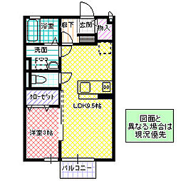ソレイユレバンA 1LDKの間取図画像