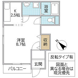 ヴィレッジコンフォート ワンルームの間取図画像