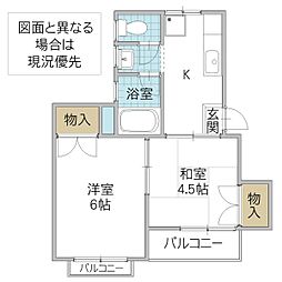 BMタカハシ2 2Kの間取図画像