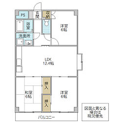 パークヒルズマルキ1 3LDKの間取図画像