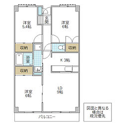 パークヒルズマルキ1 3LDKの間取図画像