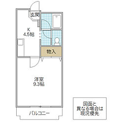 トワメゾン水戸C 1Kの間取図画像