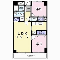 グレイスヒルズマンション 2LDKの間取図画像