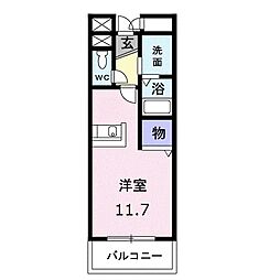 O'sフトゥーロ ワンルームの間取図画像