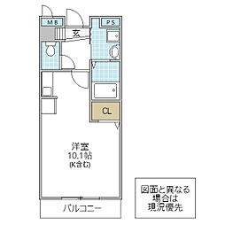 コートライブリーN2 ワンルームの間取図画像