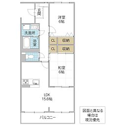 アメニティヒルズ 2LDKの間取図画像