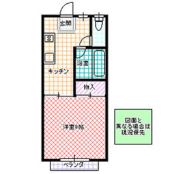マルマツハイツB 1Kの間取図画像