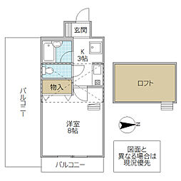 フォーライフ栄町 1Kの間取図画像
