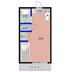 アネックス中川C ワンルームの間取図画像