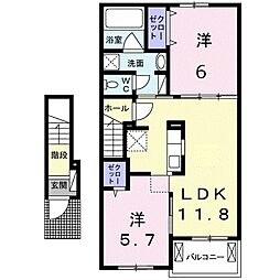 ユニゾン2 2LDKの間取図画像