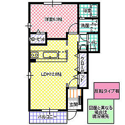 アルメリアB 1LDKの間取図画像