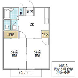 森谷コーポ 2DKの間取図画像