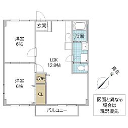 ニューシティ梶A 2LDKの間取図画像
