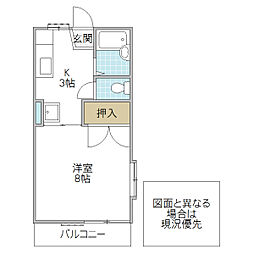シティア・元吉田A 1Kの間取図画像