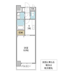 プレスト水戸中央 1Kの間取図画像