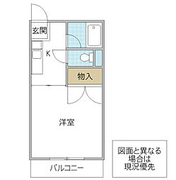 山本コーポ 1Kの間取図画像